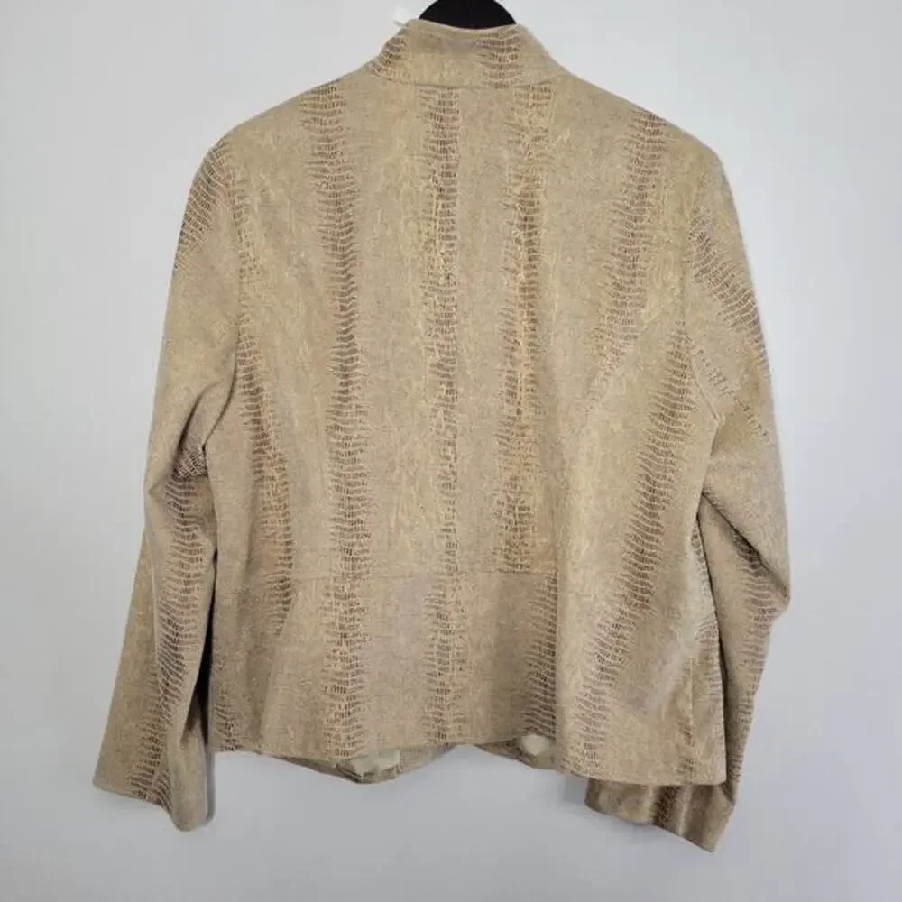 Erin London‎ Womens Jacket XL Animal Print Cream Gold Full Zip